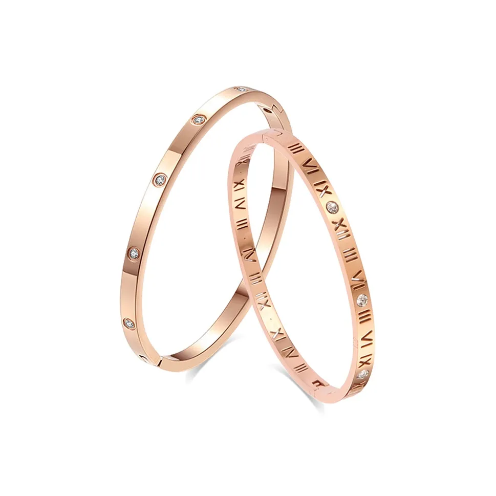 MISS TOOYA Титановый стальной браслет женский розовое золото