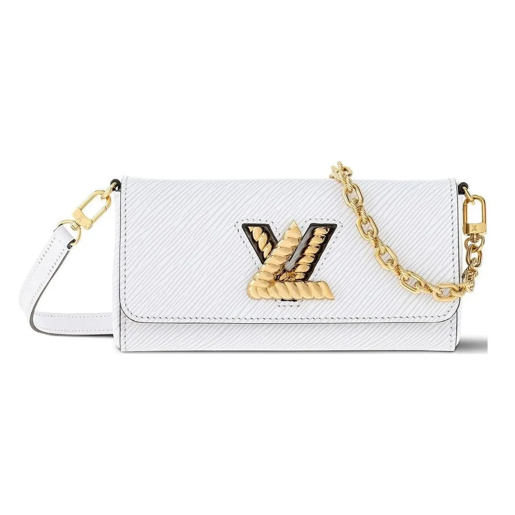 LOUIS VUITTON Twist Leather Shoulder Bag, Crossbody Bag Women's White