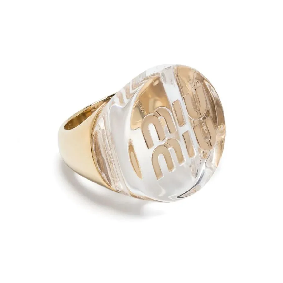 MIU MIU Brass, Plexiglass Rings Women's Gold