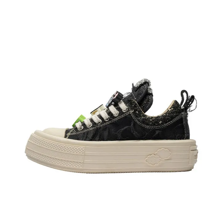 FORESHADOW 'Double Uni' Sneaker Slip Resistant, Abrasion Resistant, Lightweight Low Top Canvas Shoes Women's Black