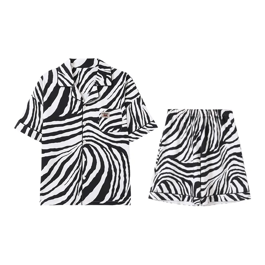 Сон Студенты' Спальня Домашний Комплект Пижамы Мужской Летний Черный Белый Зебра С принтом
