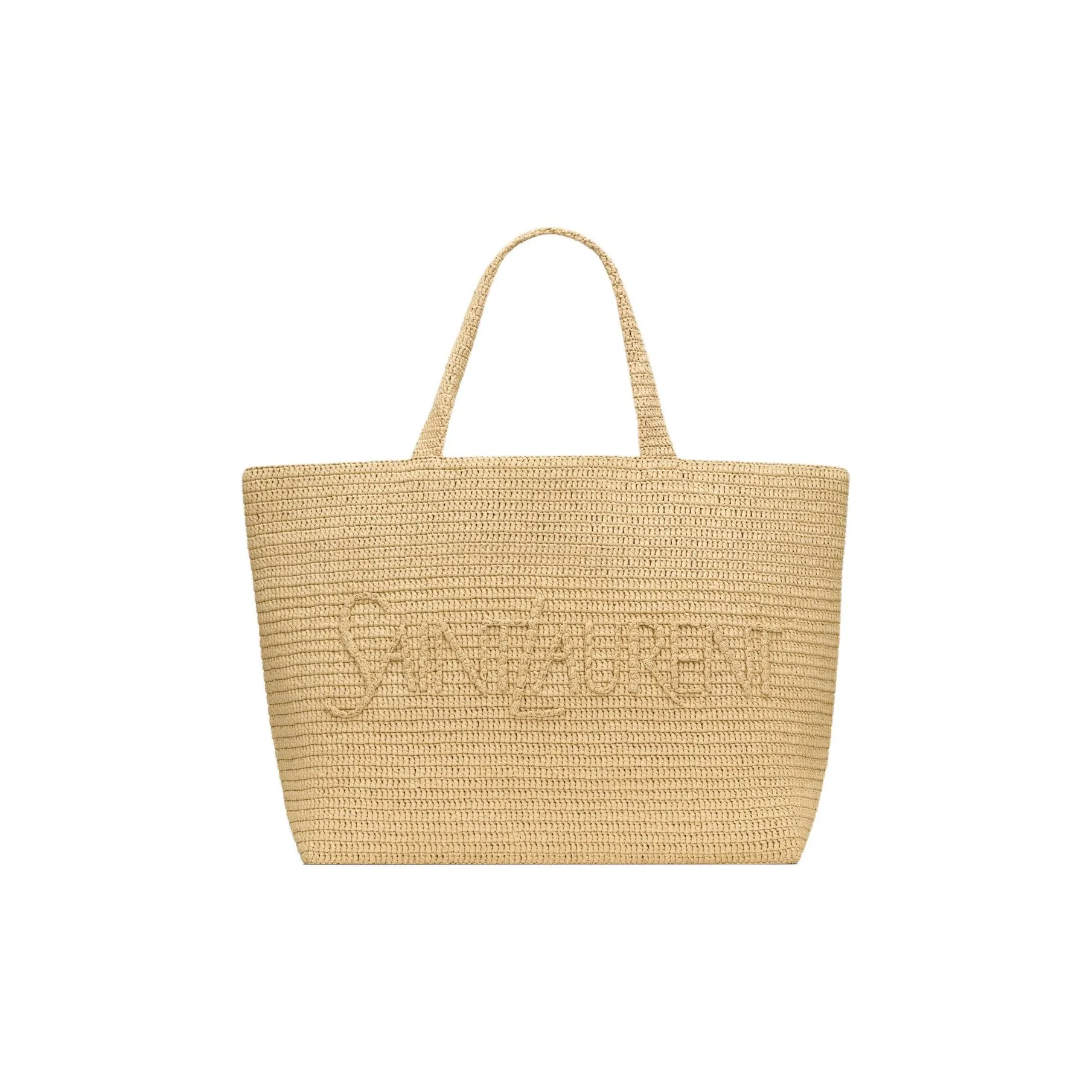 SAINT LAURENT Raffia Tote Bag, Shopping Bag, Handbag Unisex Natural
