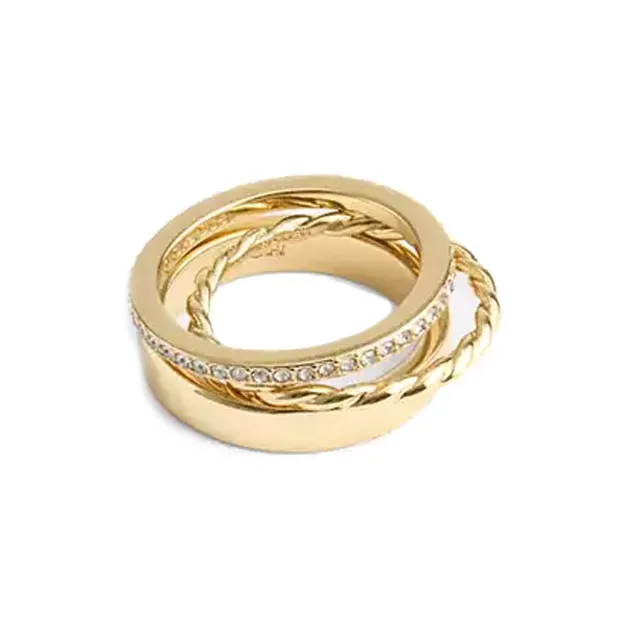 COACH Кубический цирконий стекло латунь с покрытием кольца женские золото