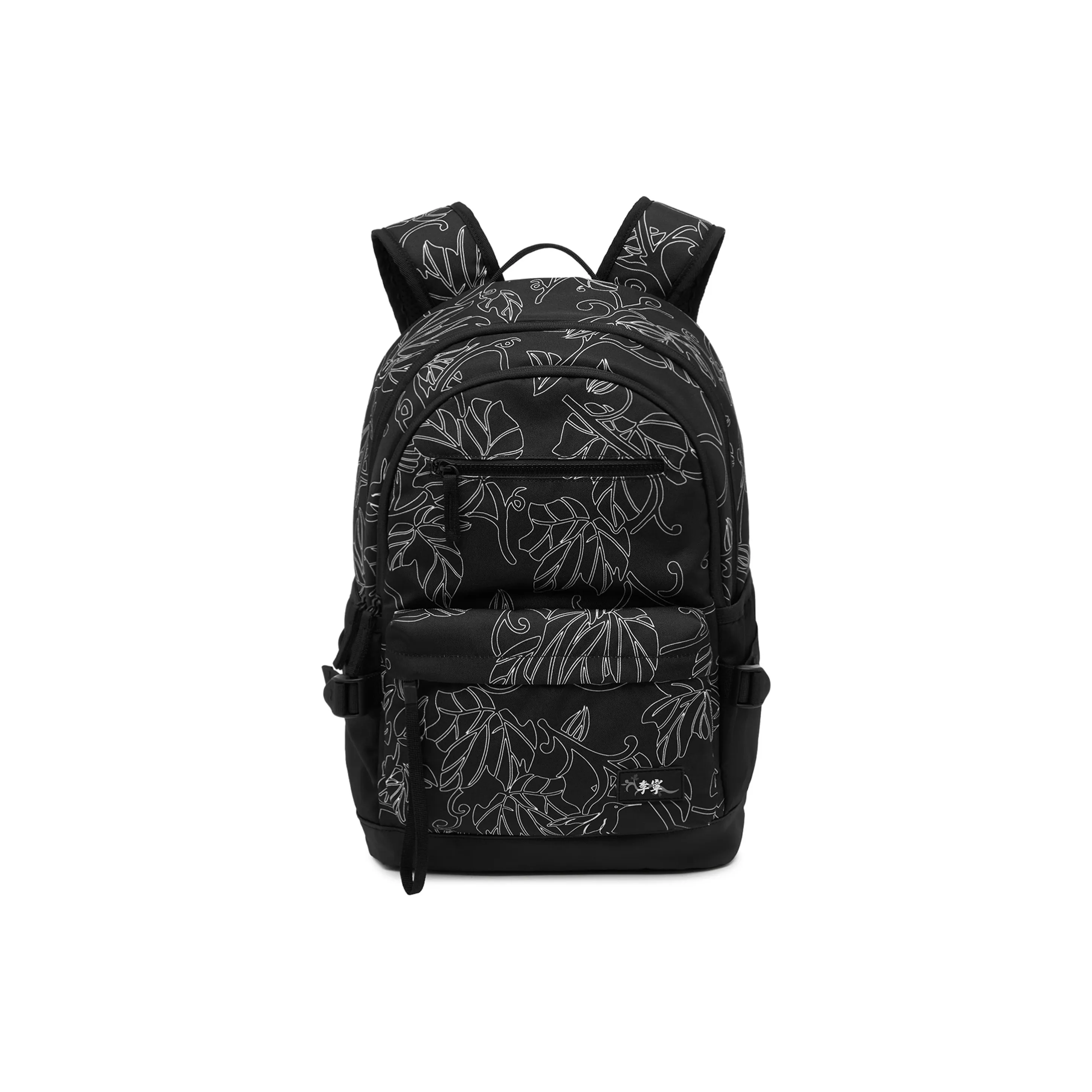 LiNing Sports Life Collection Polyester Sports Backpack Unisex Black All Over Print