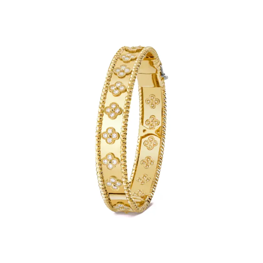 Van Cleef & Arpels 18K Gold, Diamond Bangles Women's Gold