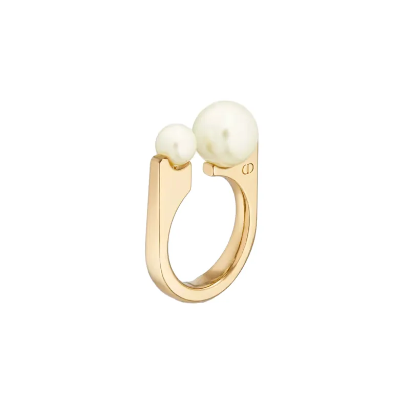 DIOR Pearl Metal Rings Women's Gold