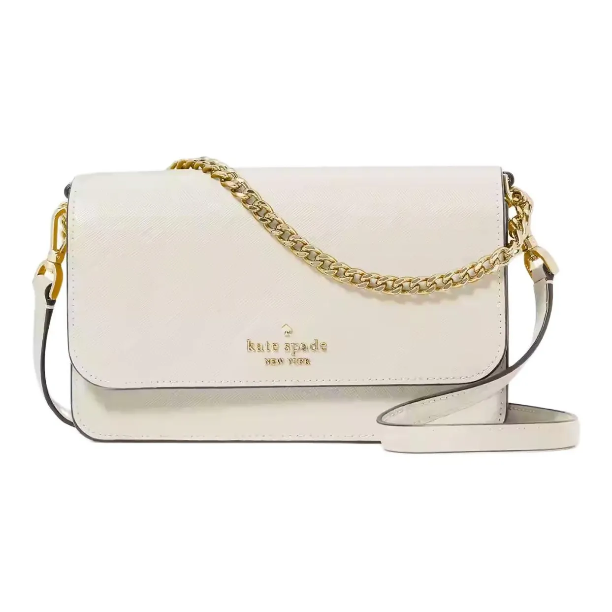 Kate Spade Saffiano Leather Shoulder Bag, Crossbody Bag Trumpets Women's White