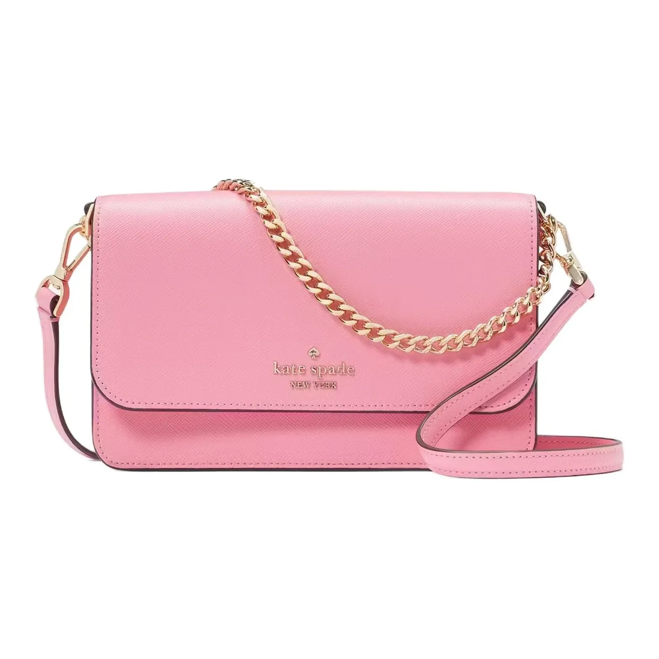 Kate Spade Saffiano Leather Shoulder Bag, Crossbody Bag Trumpets Women's Blossom Pink Red