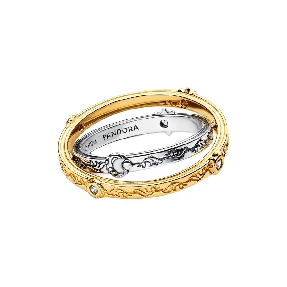 Pandora Серебряный Кольца с Покрытием из 14K Золото Кубический Цирконий Женские Золото