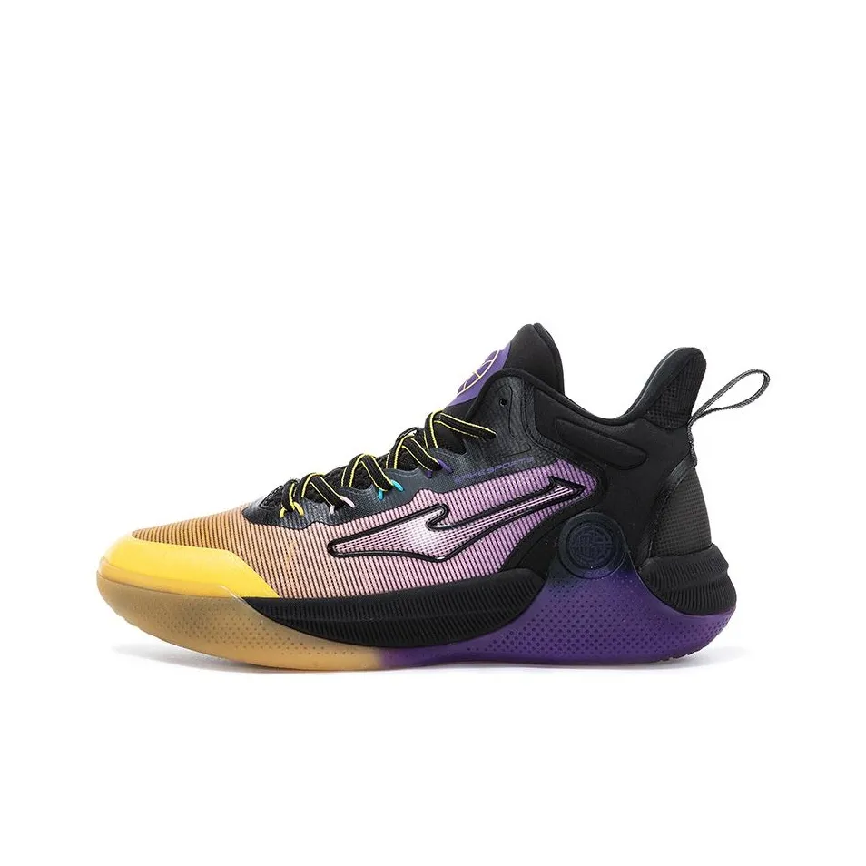 Erke Slip-resistant и дышащие высокие баскетбольные кроссовки для мужчин фиолетово-черные