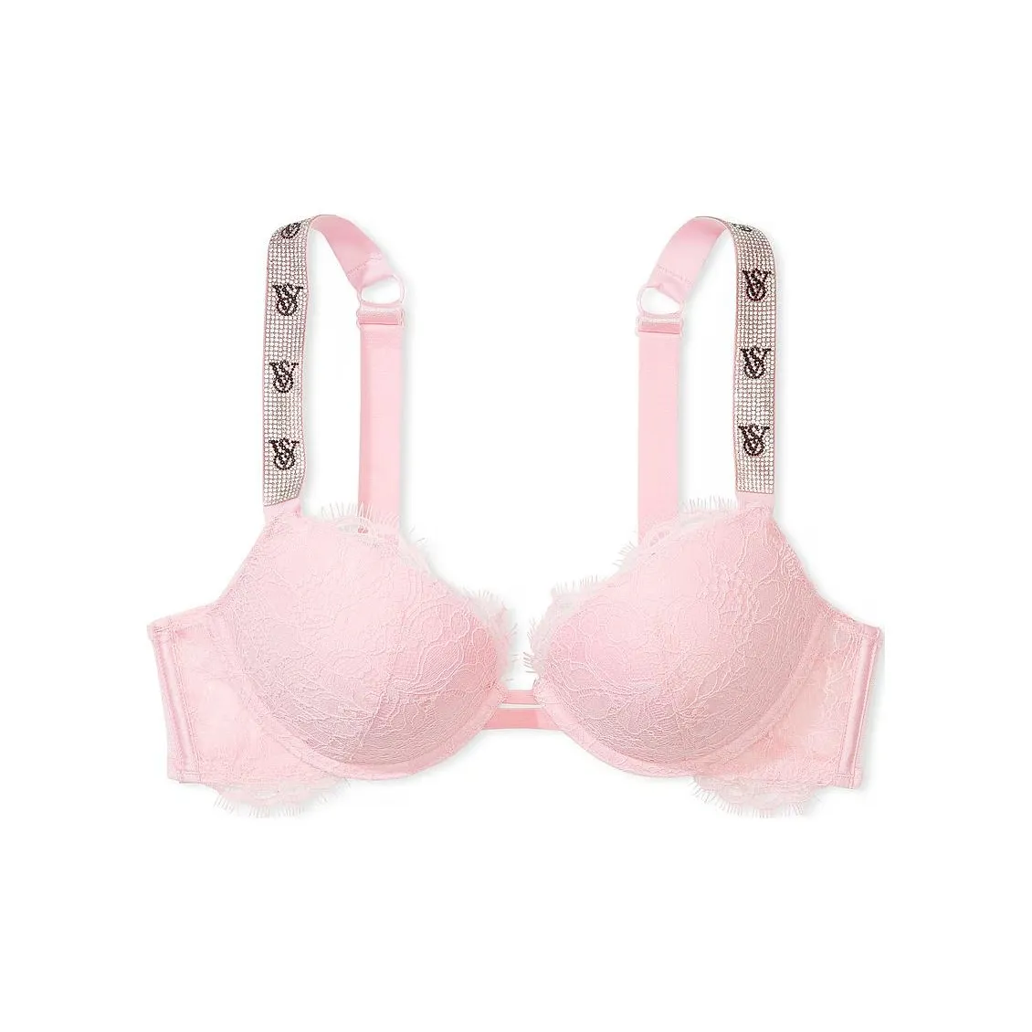 Victoria
s Secret VERY SEXY Rhinestone Collection 0634 Gathering Style Shine Strap Lace Push Up Bra Women
s Pink