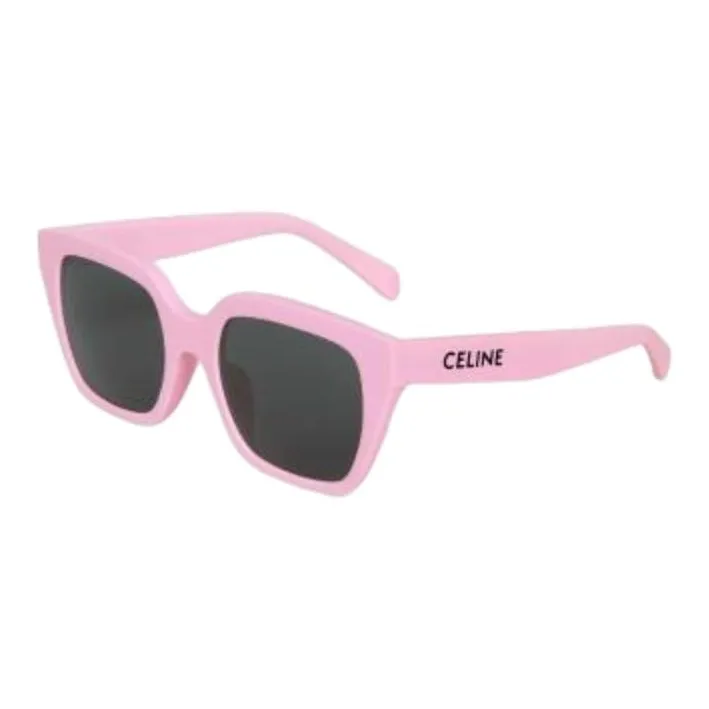 CELINE Plate Frame Square Sunglasses Women's Light Pink Red