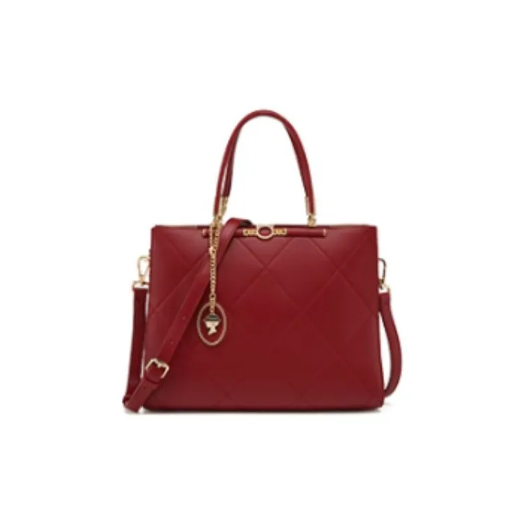 YEARCON Synthetic Leather Tote Bag, Shopping Bag, Crossbody Bag, One Shoulder Handbag Large Size Women's Burgundy
