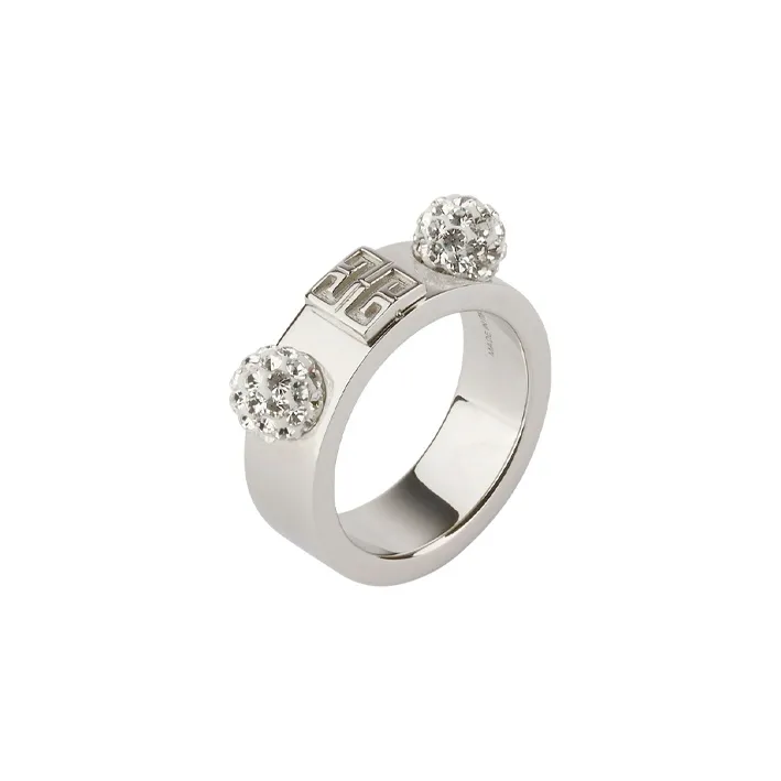 GIVENCHY Латунь Crystal Rings Женское Серебро