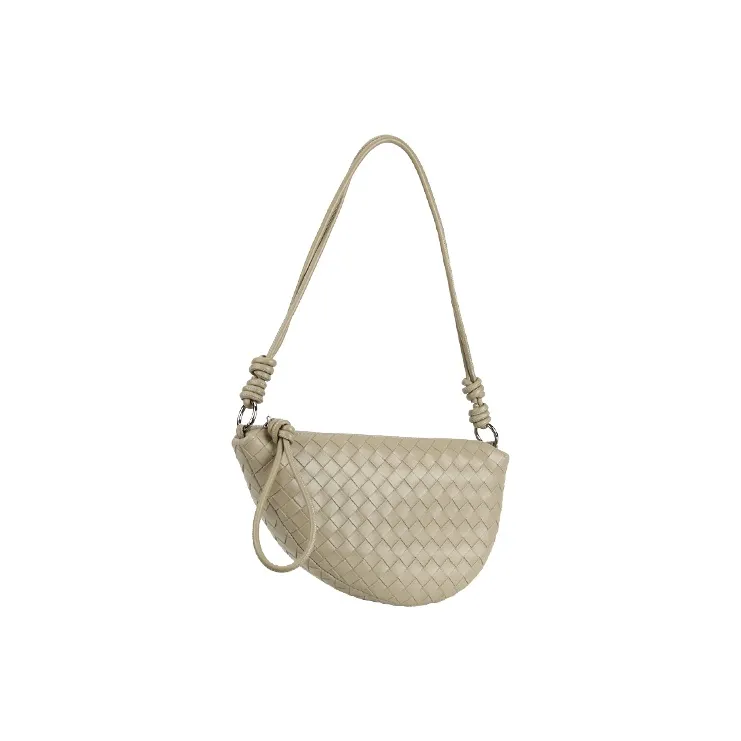 YOCAMU Коровья кожа Круассан Сумка Пельменная Сумка Седельная Сумка Сумка через плечо Стандартная Женская Матча Экрю Черная