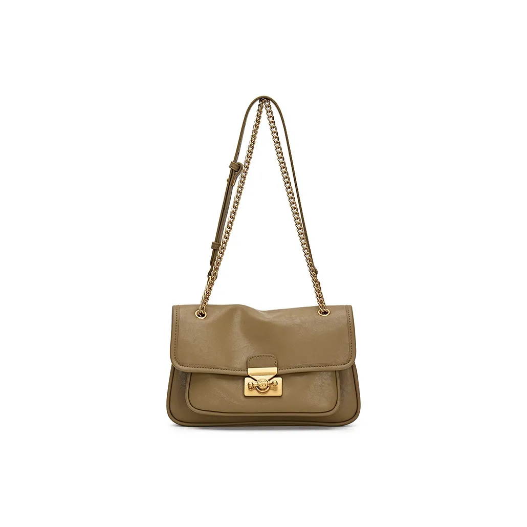 Simedin Сумка через плечо из коровьей кожи среднего размера Женская Классическая Черная Оливково-зеленая