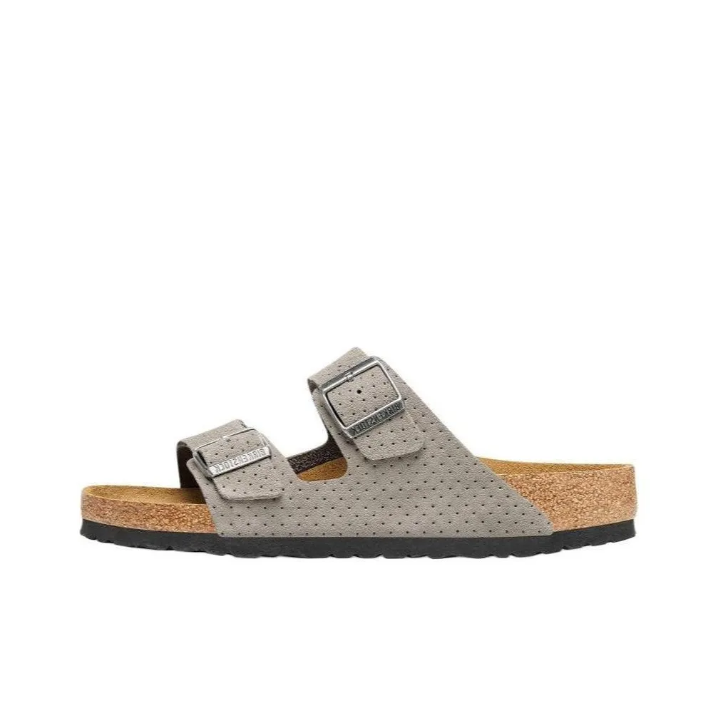 Birkenstock Arizona Suede Embossed Dotted Sandals 'Stone Coin'
