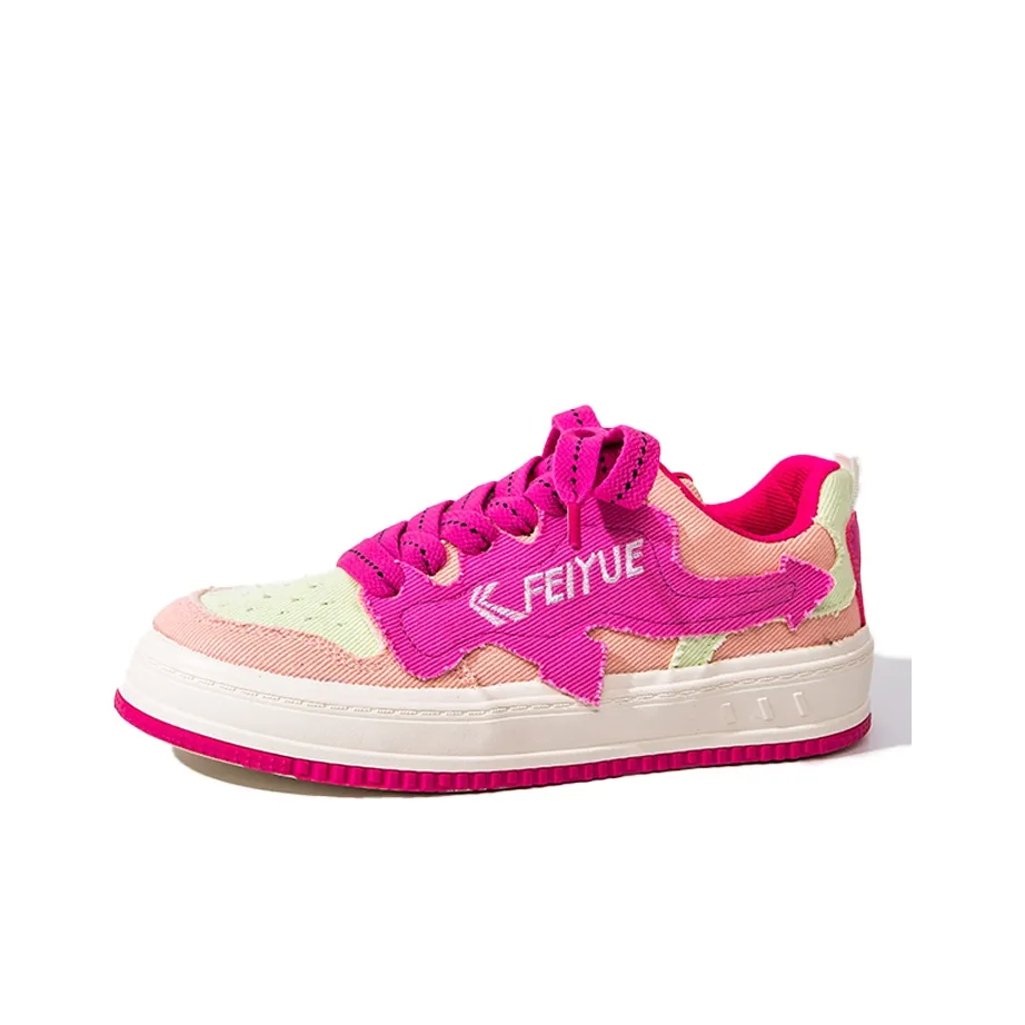 Feiyue Anti-Slip Wear-Resistant Low-Top Skateboard Shoes Women's Peach Red