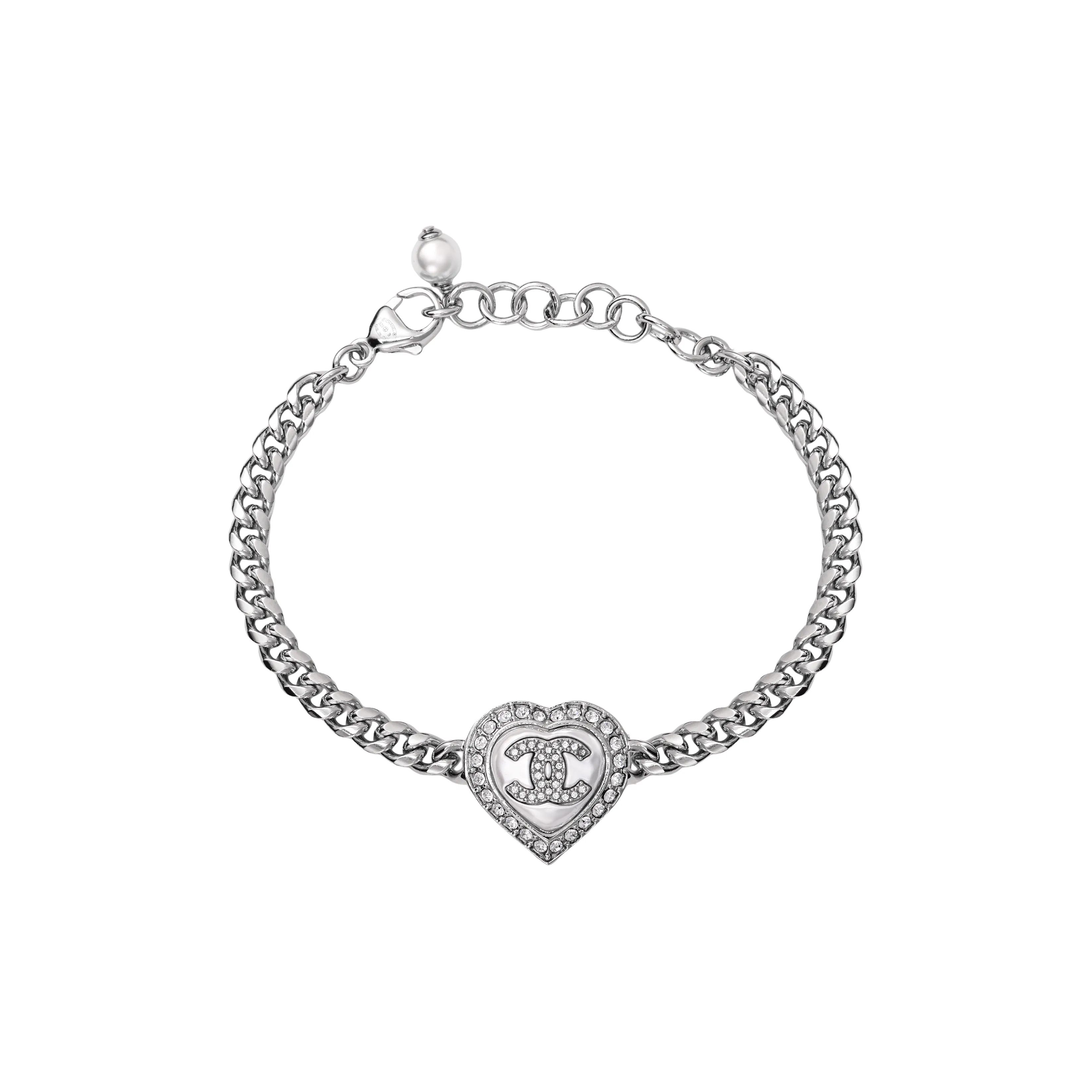 CHANEL Alloy, Rhinestone Bracelets Women's Silver