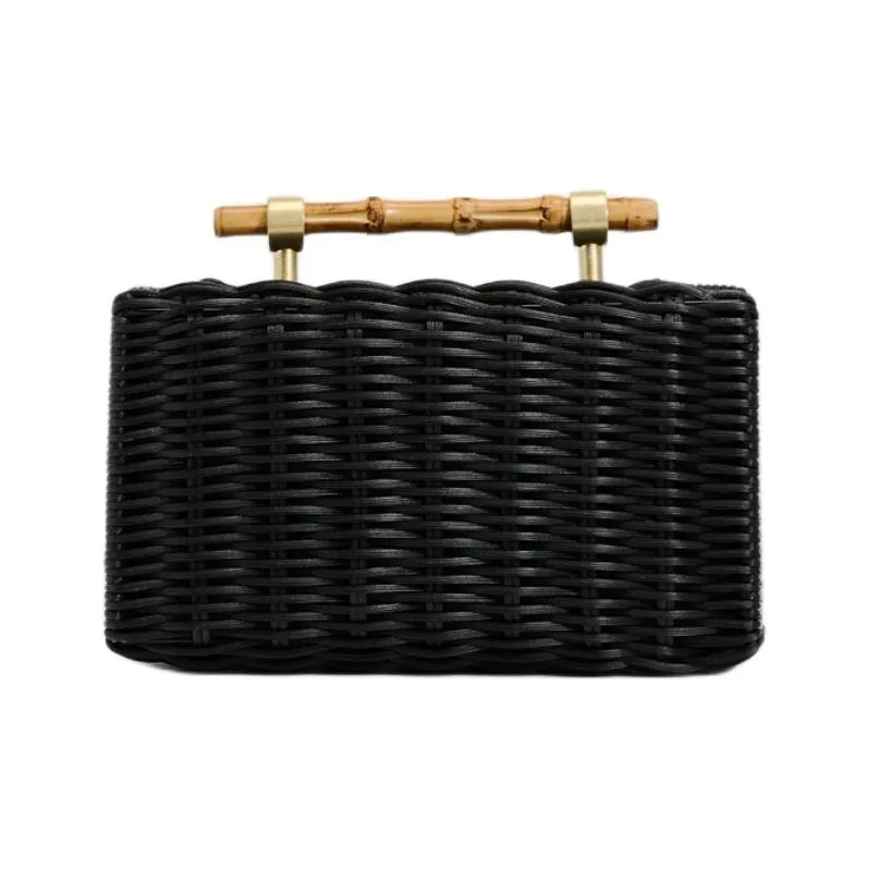 ZARA Rattan Box Bag, Shoulder Bag, Crossbody Bag, Handbag Small Size Women's Black