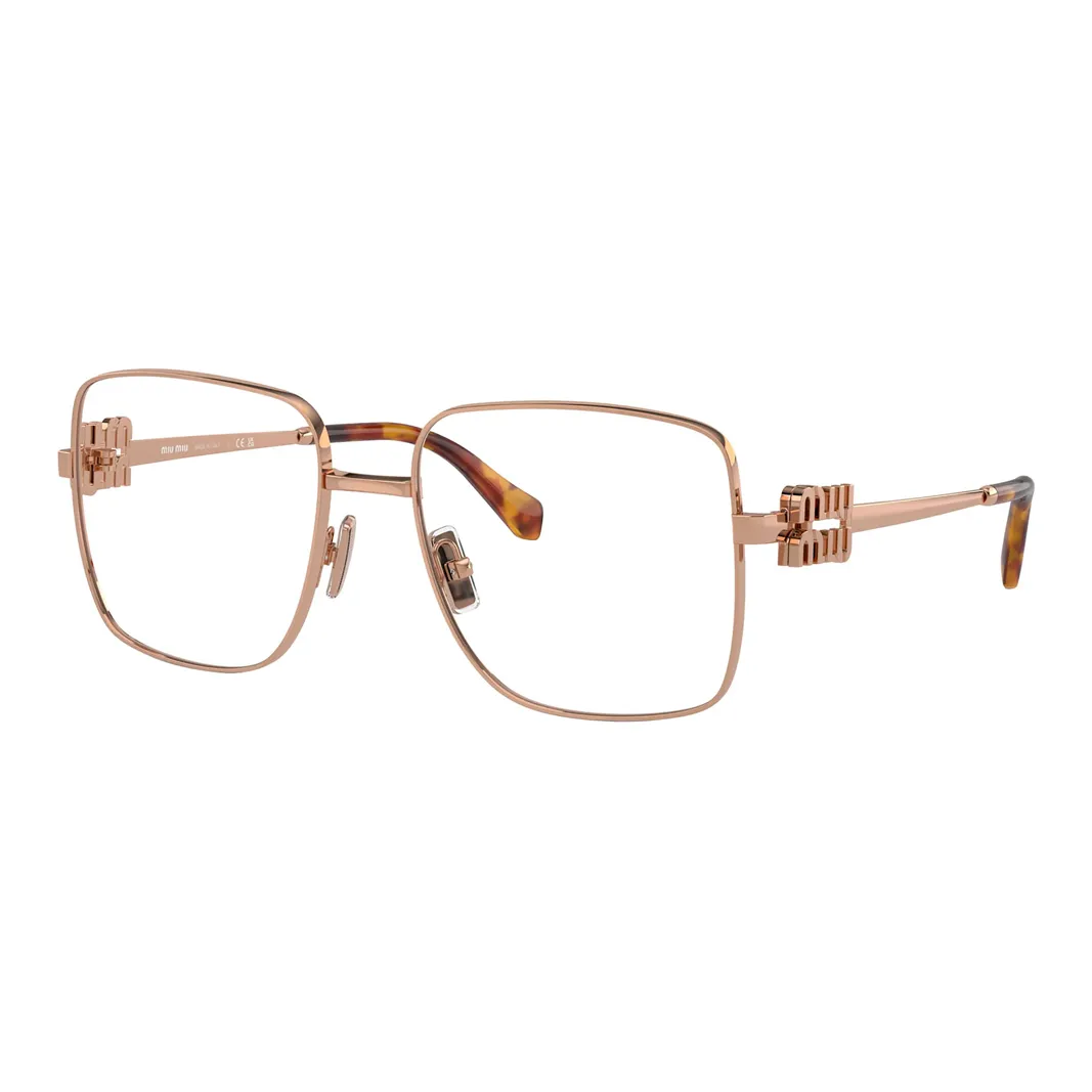 MIU MIU Metal Irregular Shape Eyeglass Frames Unisex Rose Gold