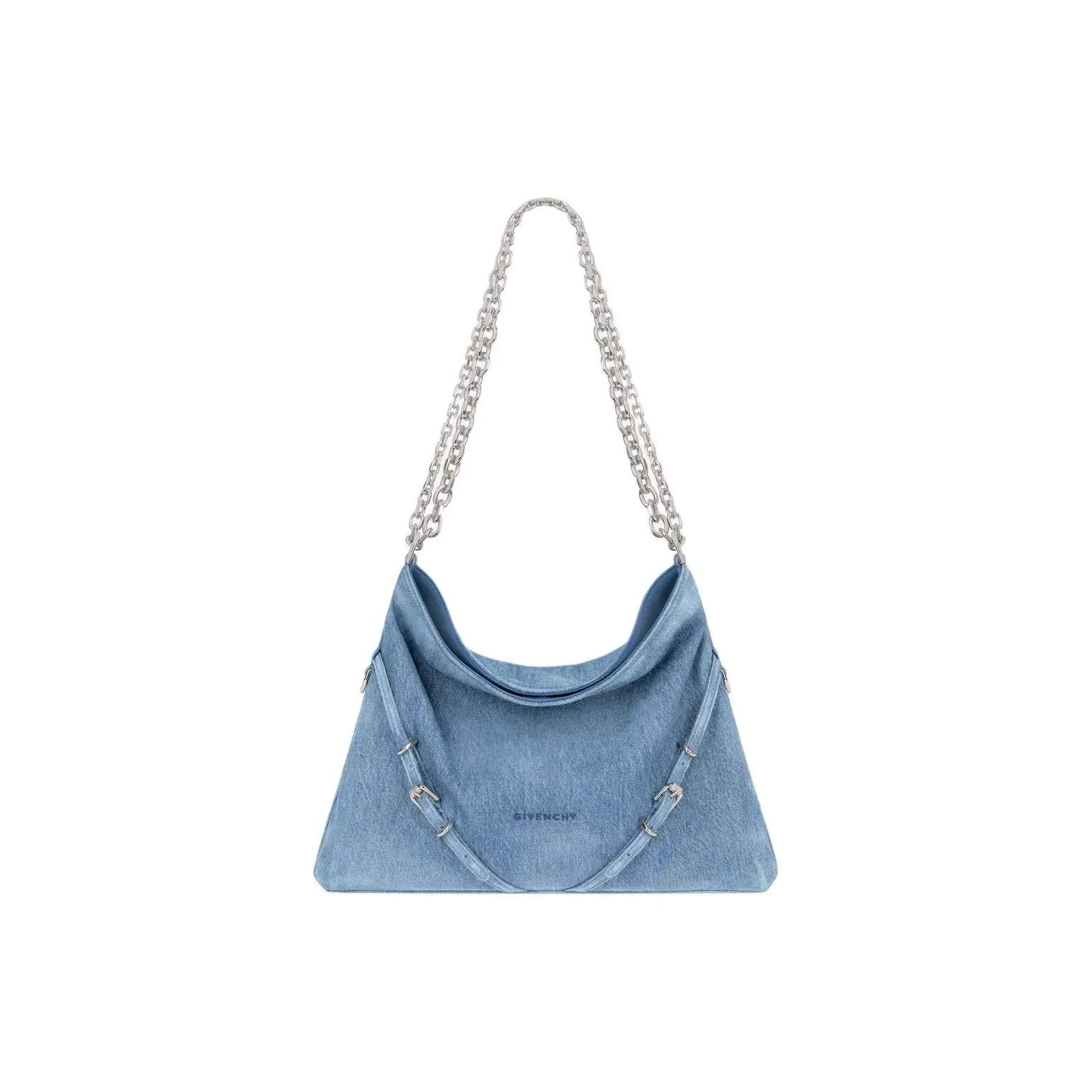 Givenchy Voyou Washed Denim Handbag, Shoulder Bag Women's Medium Blue