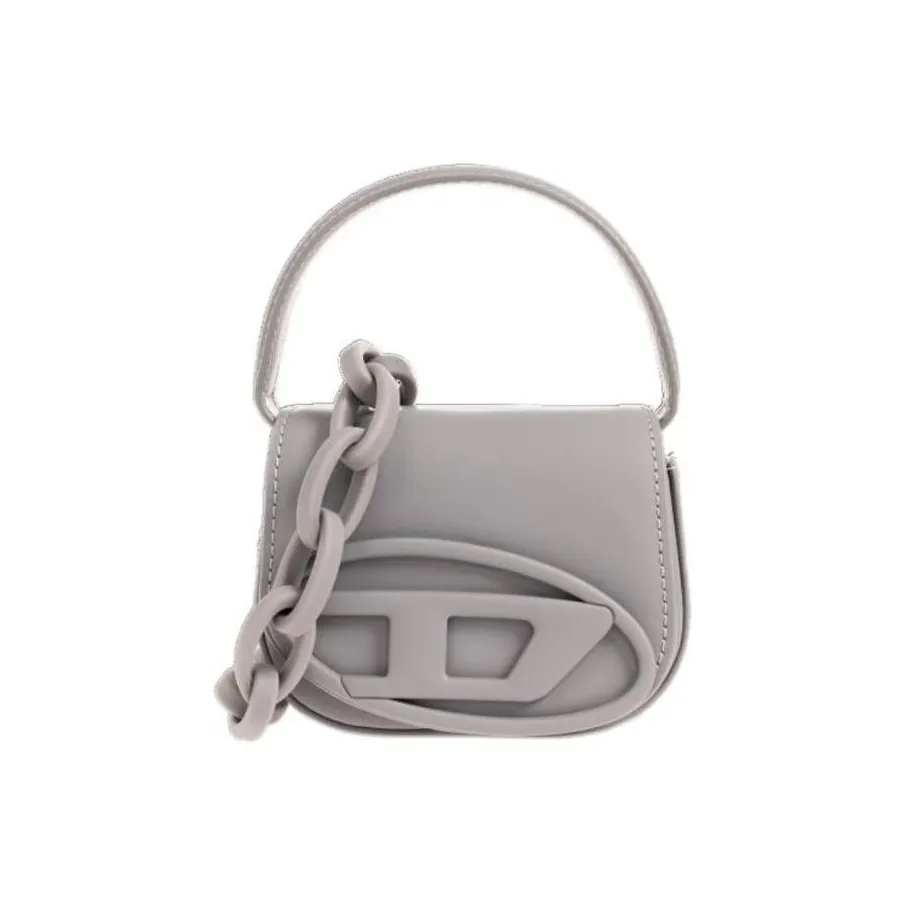DIESEL Cow Leather Crossbody One Shoulder Handbag Women's Gray