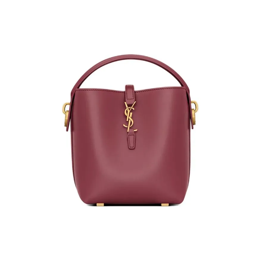 SAINT LAURENT CASSANDRE Cow Leather Bucket Bag, Shoulder Bag, Crossbody Bag Mini Women's Merlot Red