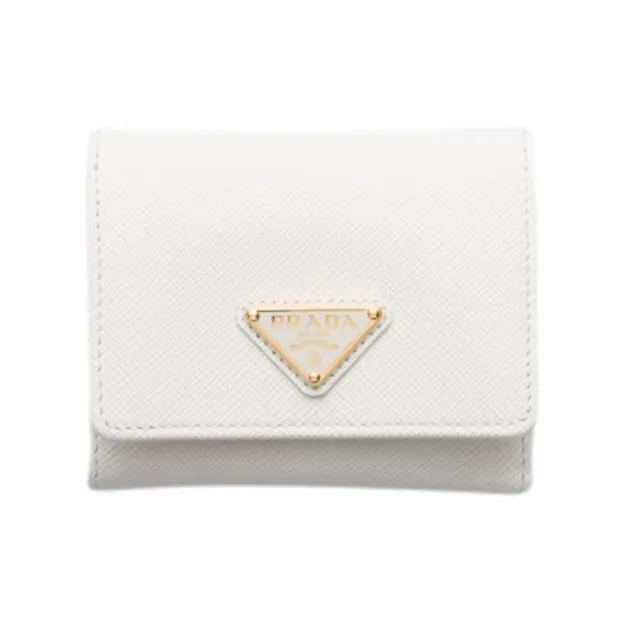 PRADA Leather Wallet Women's White
