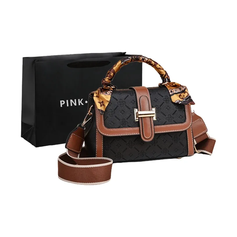 PINK·LAND ПУ (полиуретан) Маленькая квадратная сумка сумка через плечо сумка на плечо сумка обычная женская черная коричневая хаки