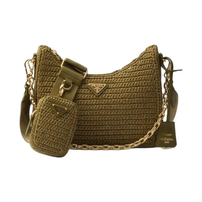 PRADA Re Edition Nylon Shoulder Bag Crossbody Bag Mini Women's Olive Green