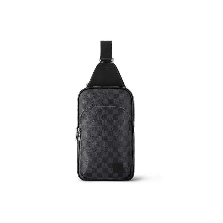 LOUIS VUITTON Avenue Coated Canvas Cow Leather Patchwork Crossbody Bag Shoulder Bag Men's Black