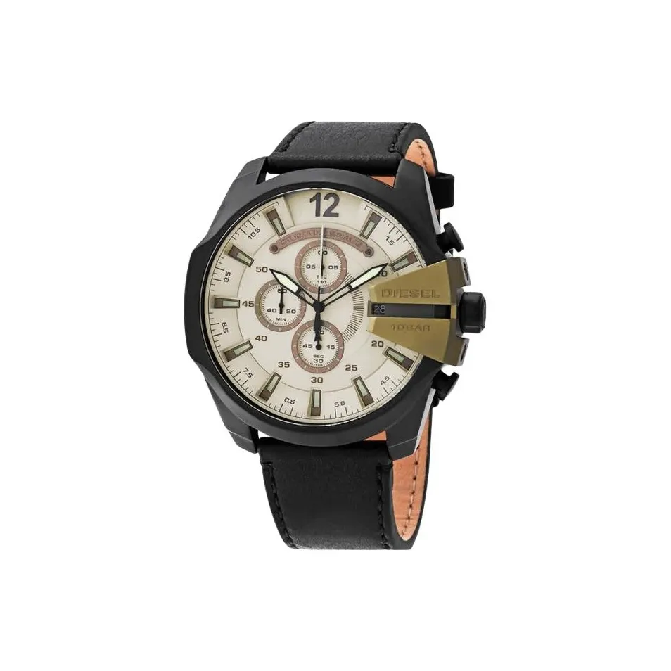 DIESEL Наручные часы Кварцевый механизм Кожаный ремешок 51*59 мм Зеленый циферблат Унисекс