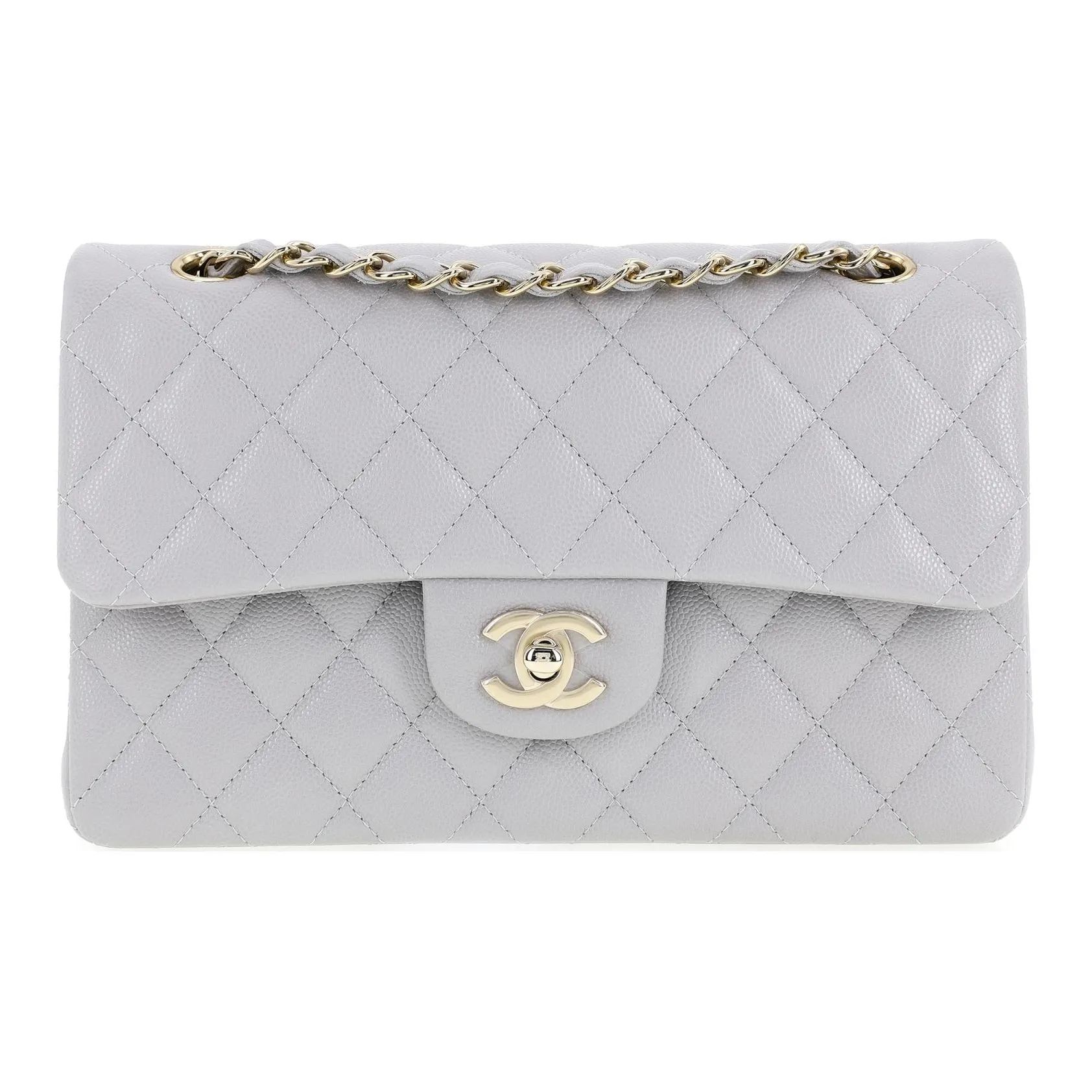 CHANEL Classic Flap CF Calfskin Shoulder Bag, Crossbody Bag Trumpets Women's Gray