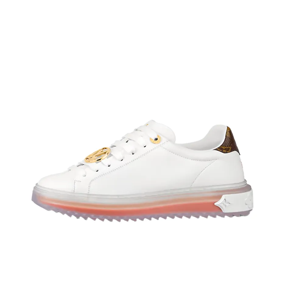 LOUIS VUITTON Time Out Low Top Stylish Skateboarding Shoes Women's White Orange