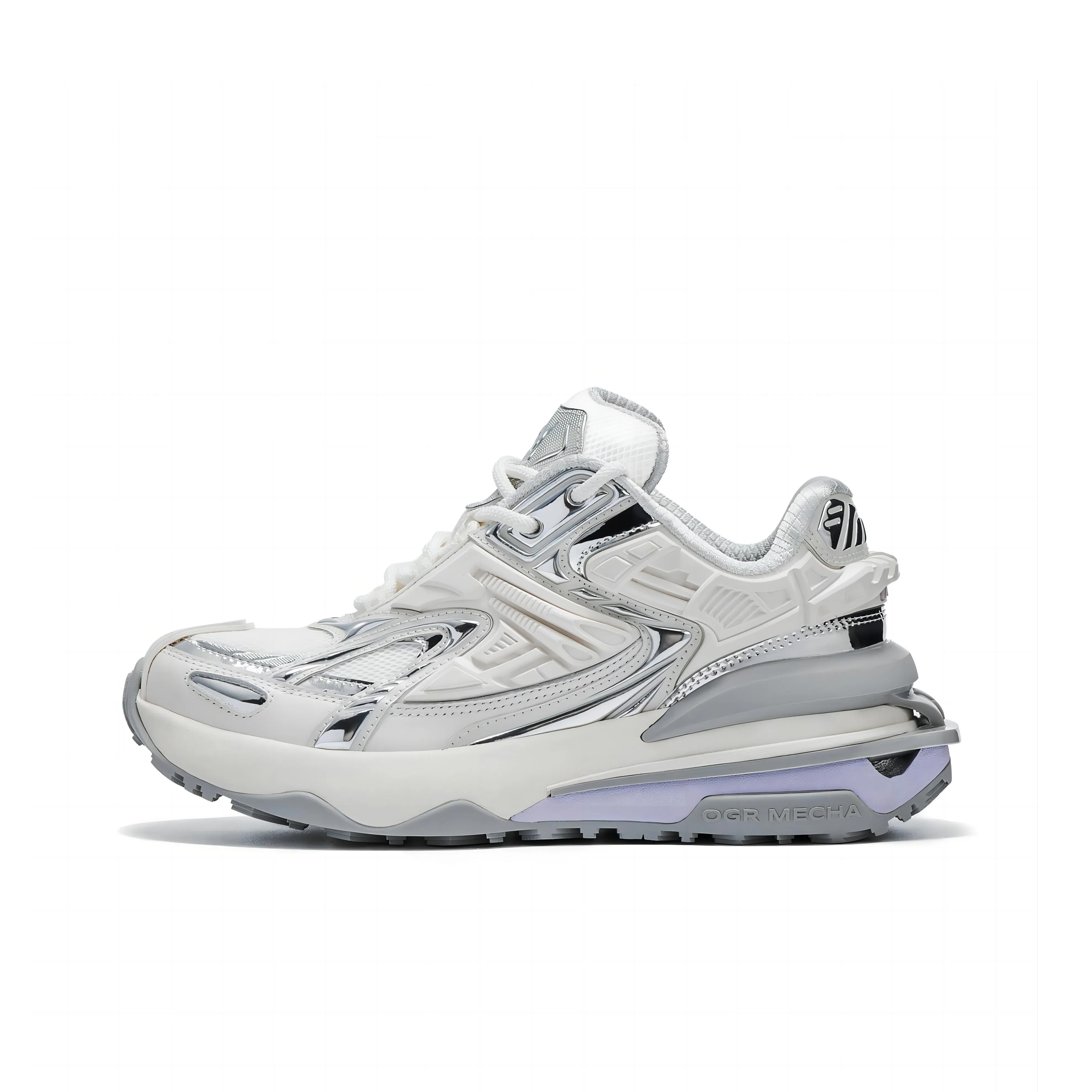 OGR Abrasion Resistant Height Increasing Low Top Running Shoes Unisex Liquid Metallic Silver