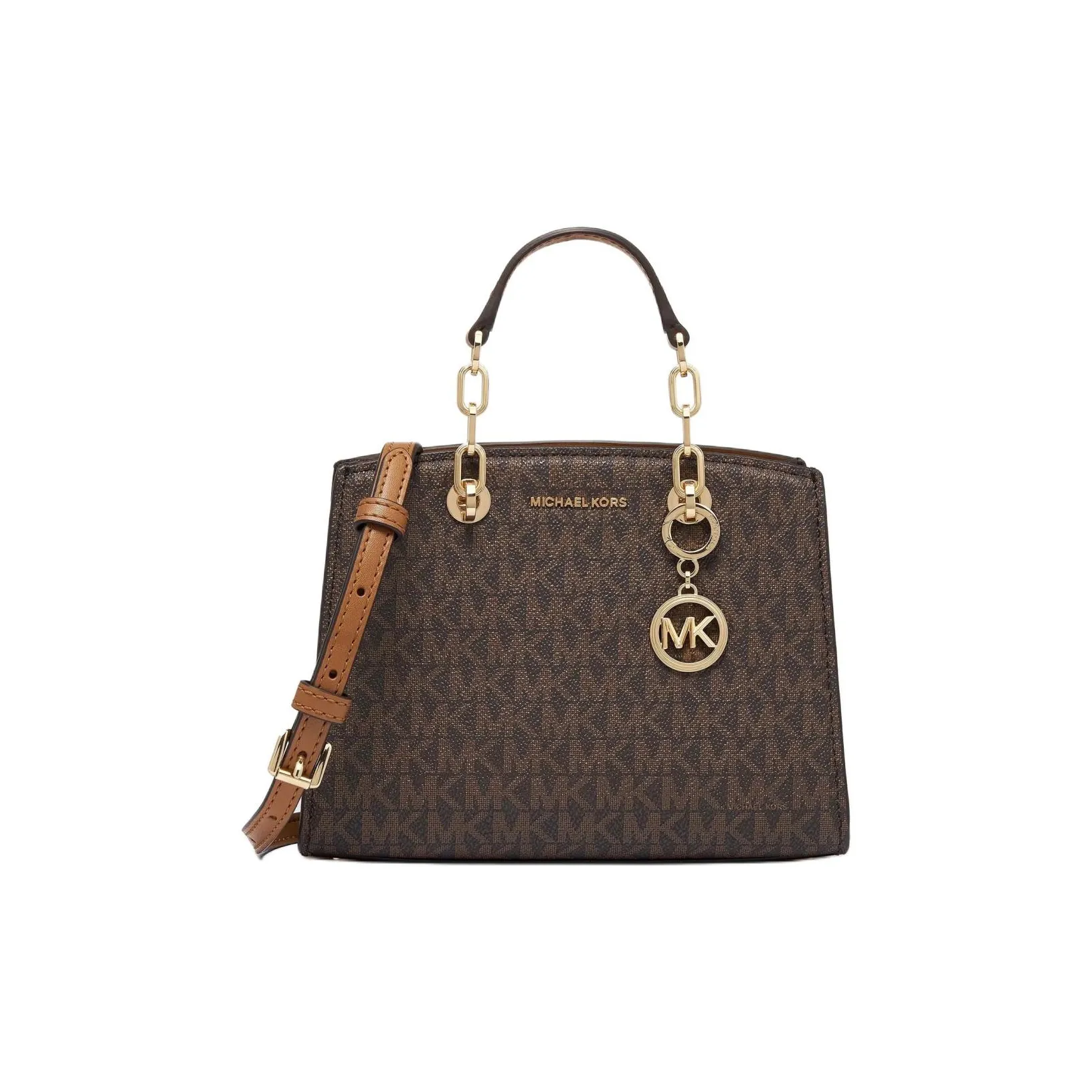 MICHAEL KORS Cynthia Artificial Leather Handbag Shoulder Bag Crossbody Bag Extra Small Women's Dark Brown & Acorn Brown