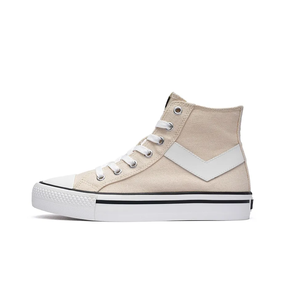 PONY Shooter Slip-resistant Abrasion-resistant Breathable Lightweight High-top Canvas Shoes Unisex Beige