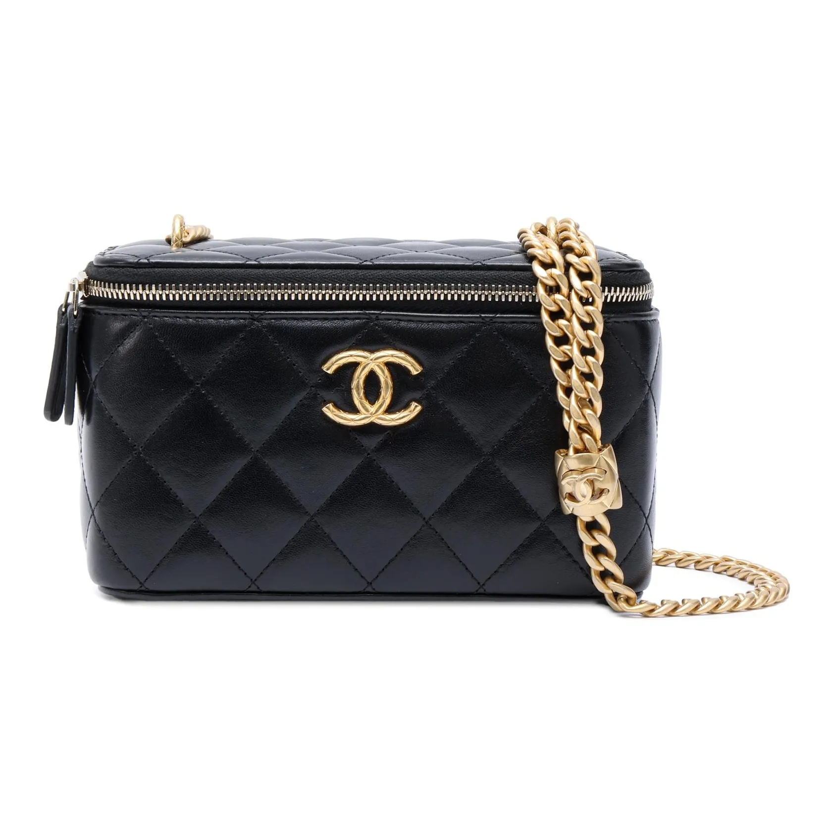 CHANEL Lambskin Crossbody Bags Women's Black