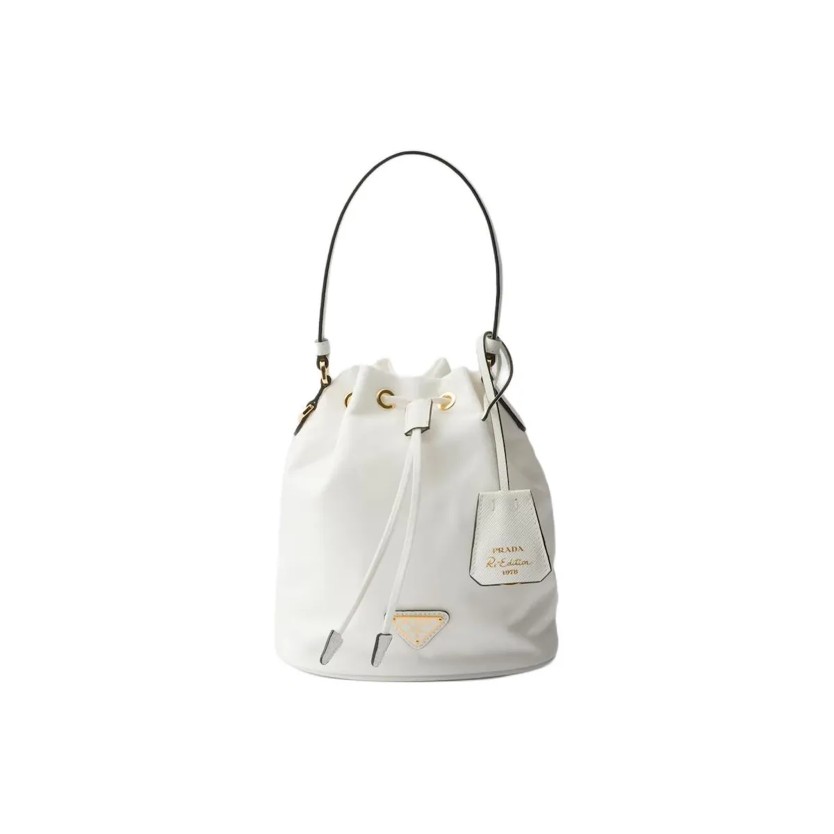 PRADA Re EditionRe Nylon Fabric With Leather Bucket Bags Shoulder Bag Crossbody Bag Handbag Mini Women's White