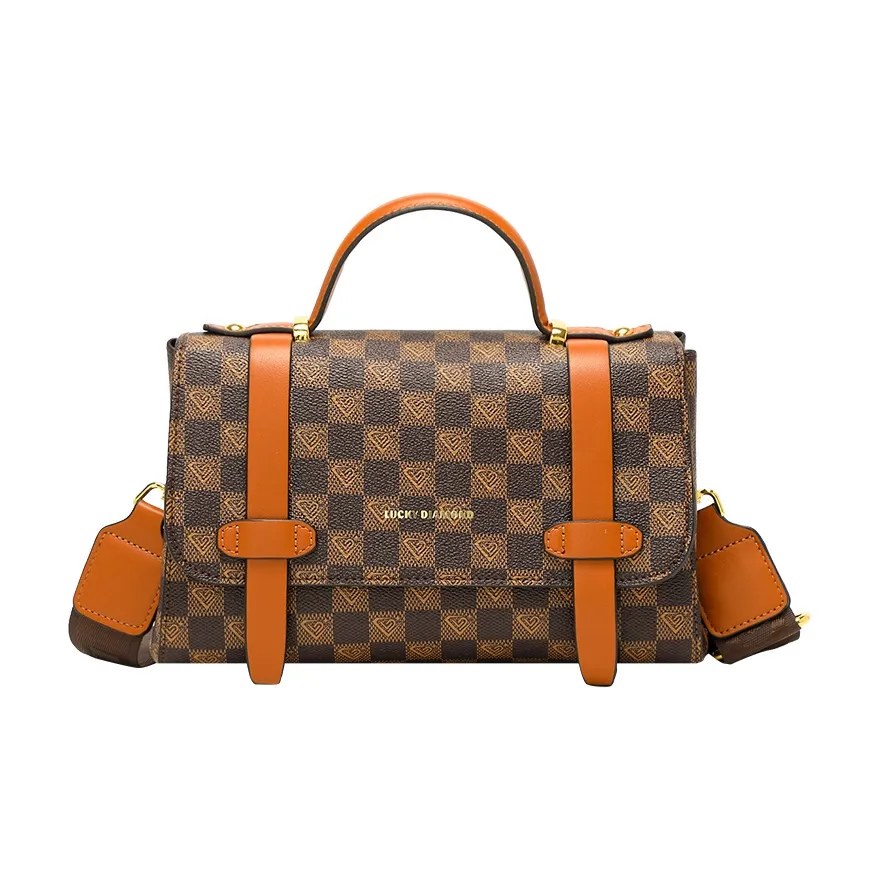 LUCKY DIAMOND PVC через плечо одно плечо сумка женская кофе