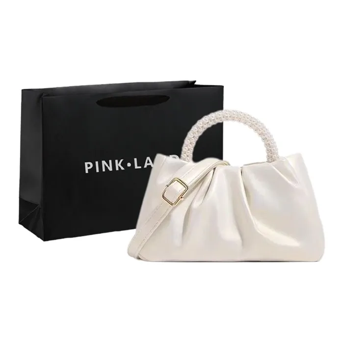 PINK·LAND ПУ (полиуретан) Сумка на запястье Облачная сумка Сумка на одно плечо Мини Женская Белая Розовая Золотая Серебряная