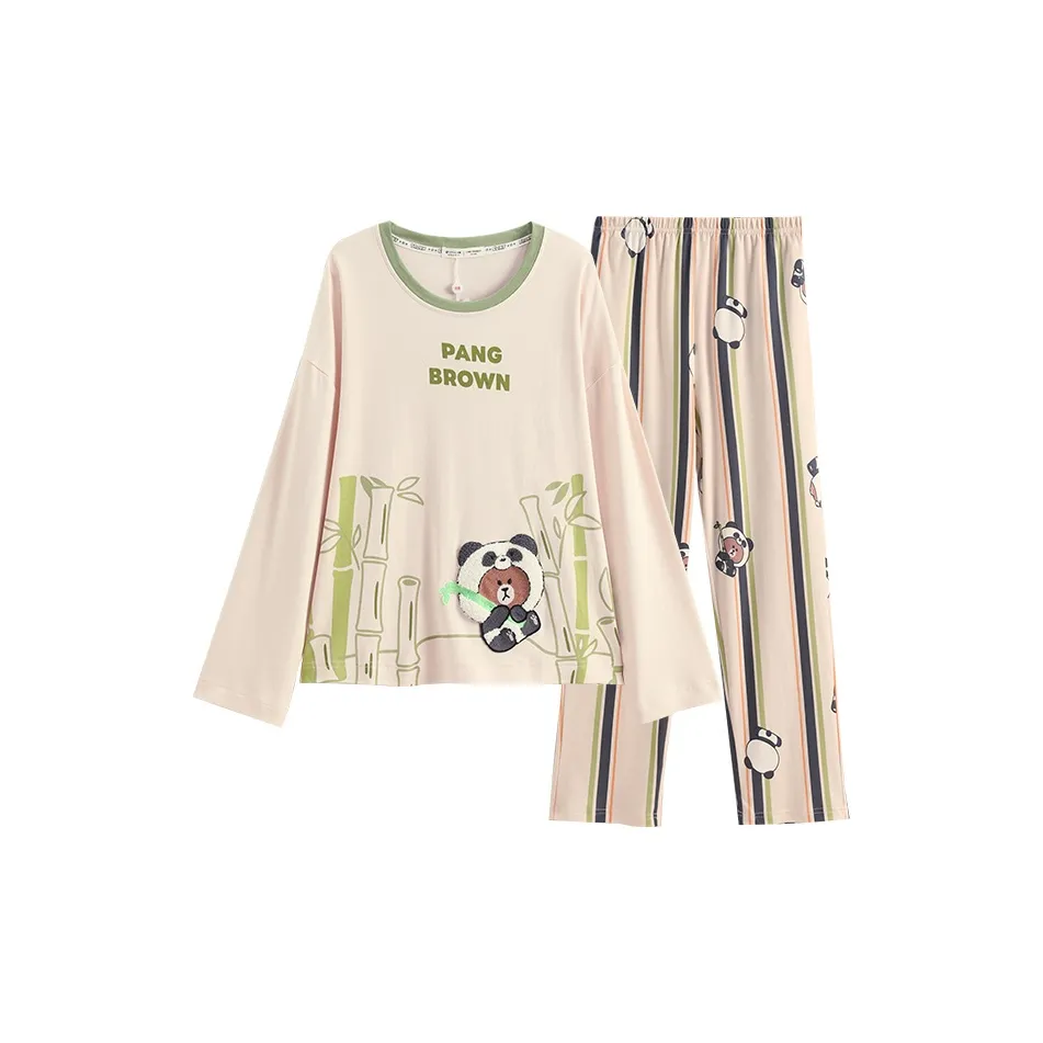 FENTENG x LINE FRIENDS Pajama Set Women's Beige Apricot