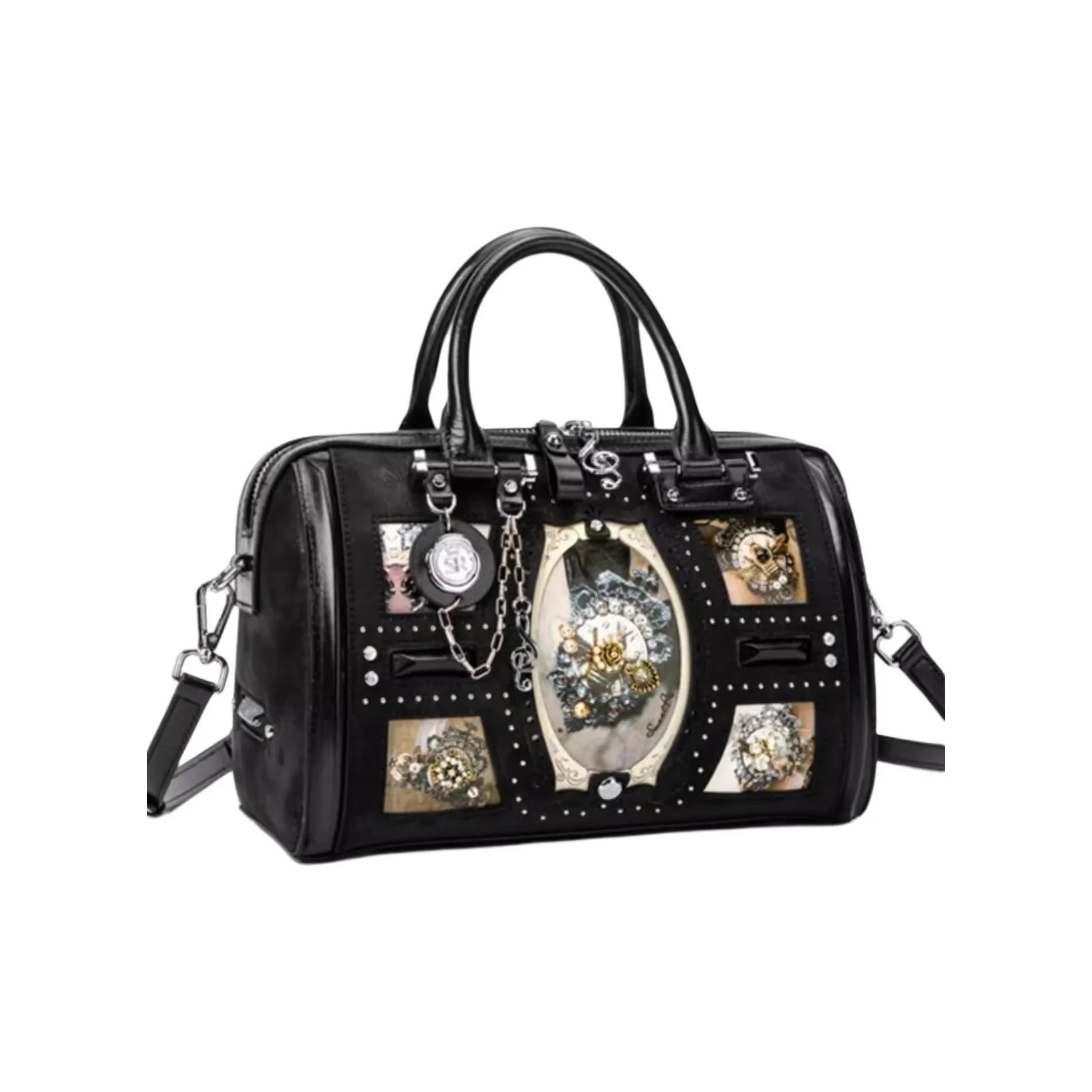 Anthracene Микрофибра с Коровьей Кожей Через плечо Одно Плечо Сумка Стандартная Женская Черная Розовая