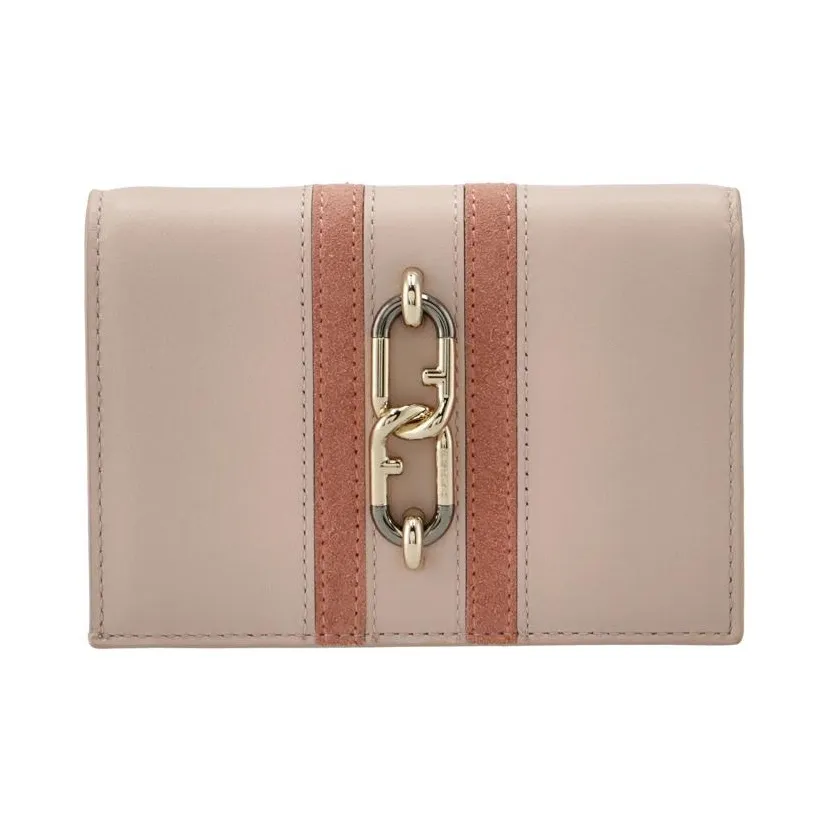 Furla Calfskin Wallet Mini Unisex Pink & Beige