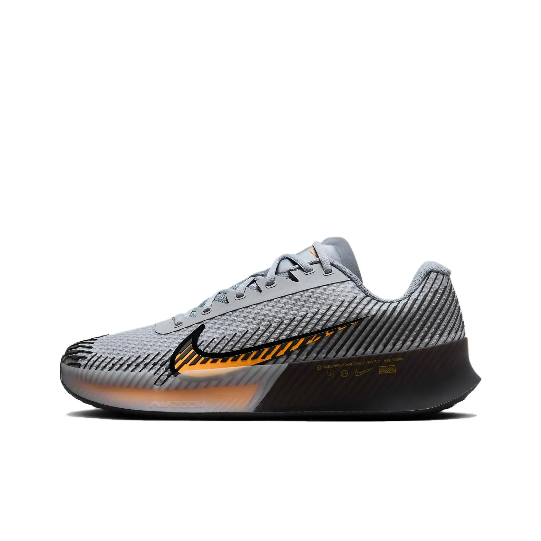 Nike Air Zoom Vapor 11 Low Top Tennis Shoes Men's Gray Orange