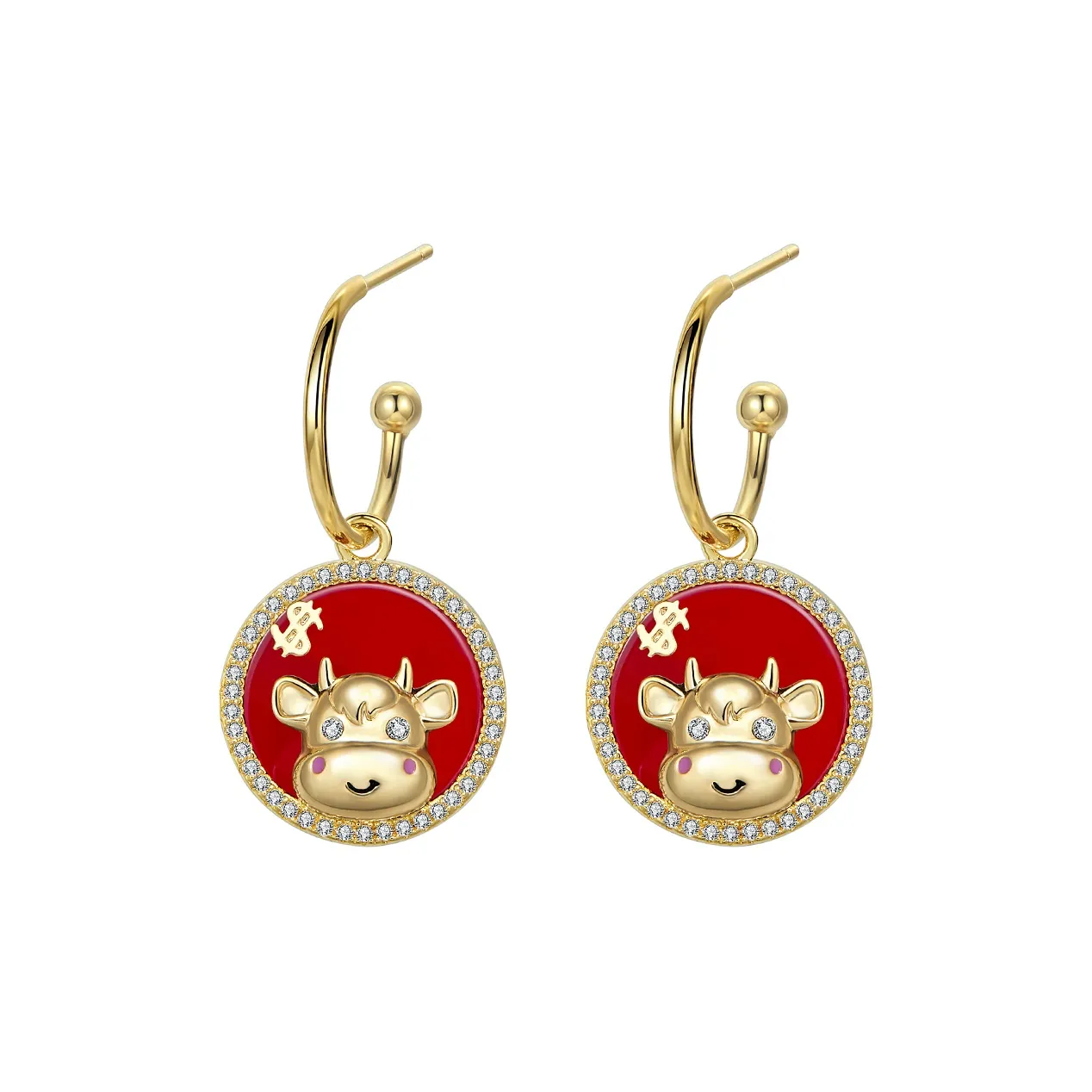 CAROMAY Серьги из сплава женские цвет шампанское золото