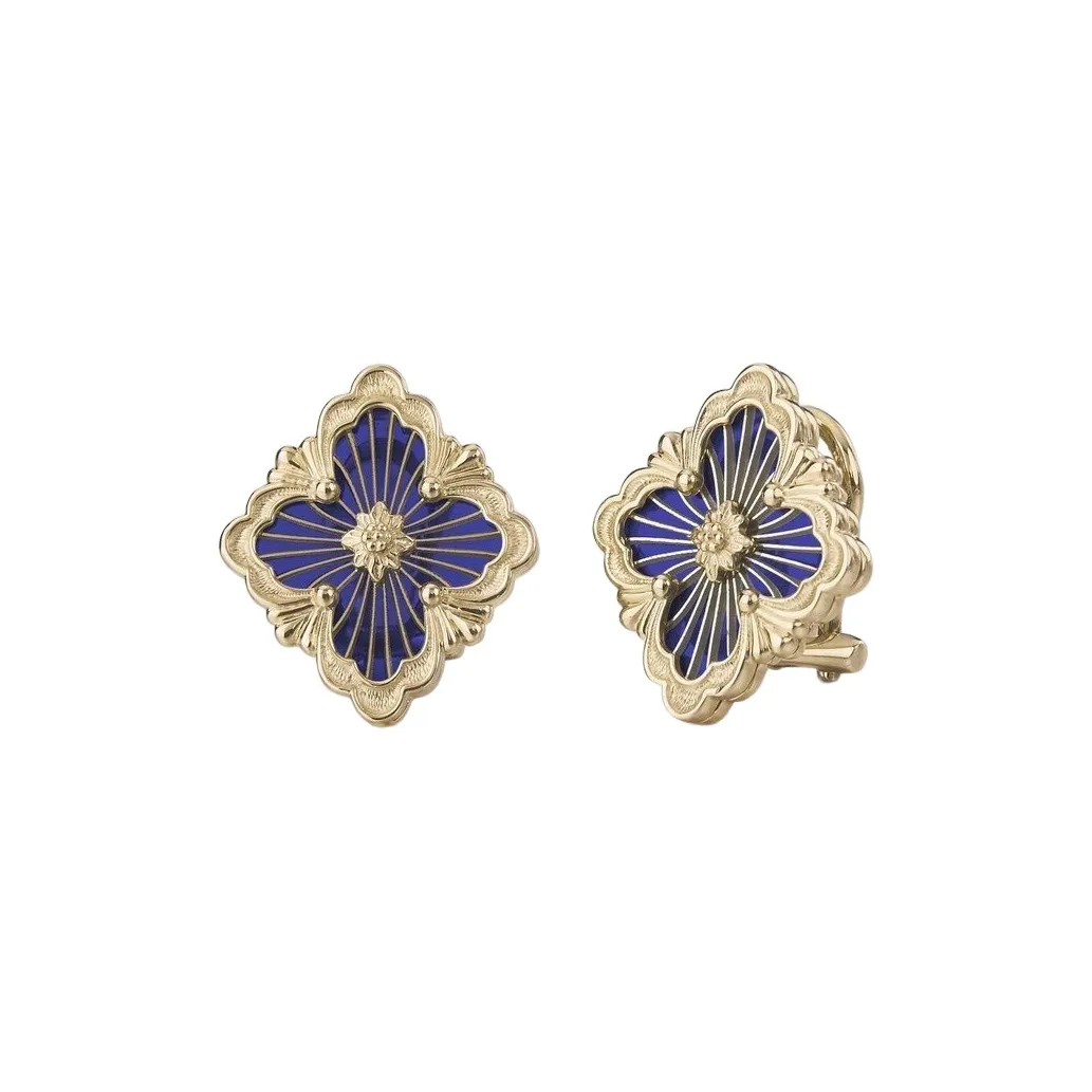 BUCCELLATI OPERA 18K Gold, Enamel Stud Earrings Medium Size Women's