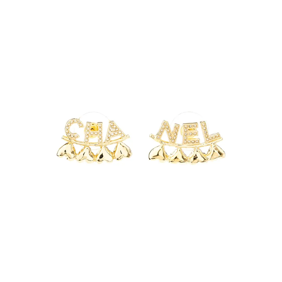 CHANEL Stud Earrings Women's Gold