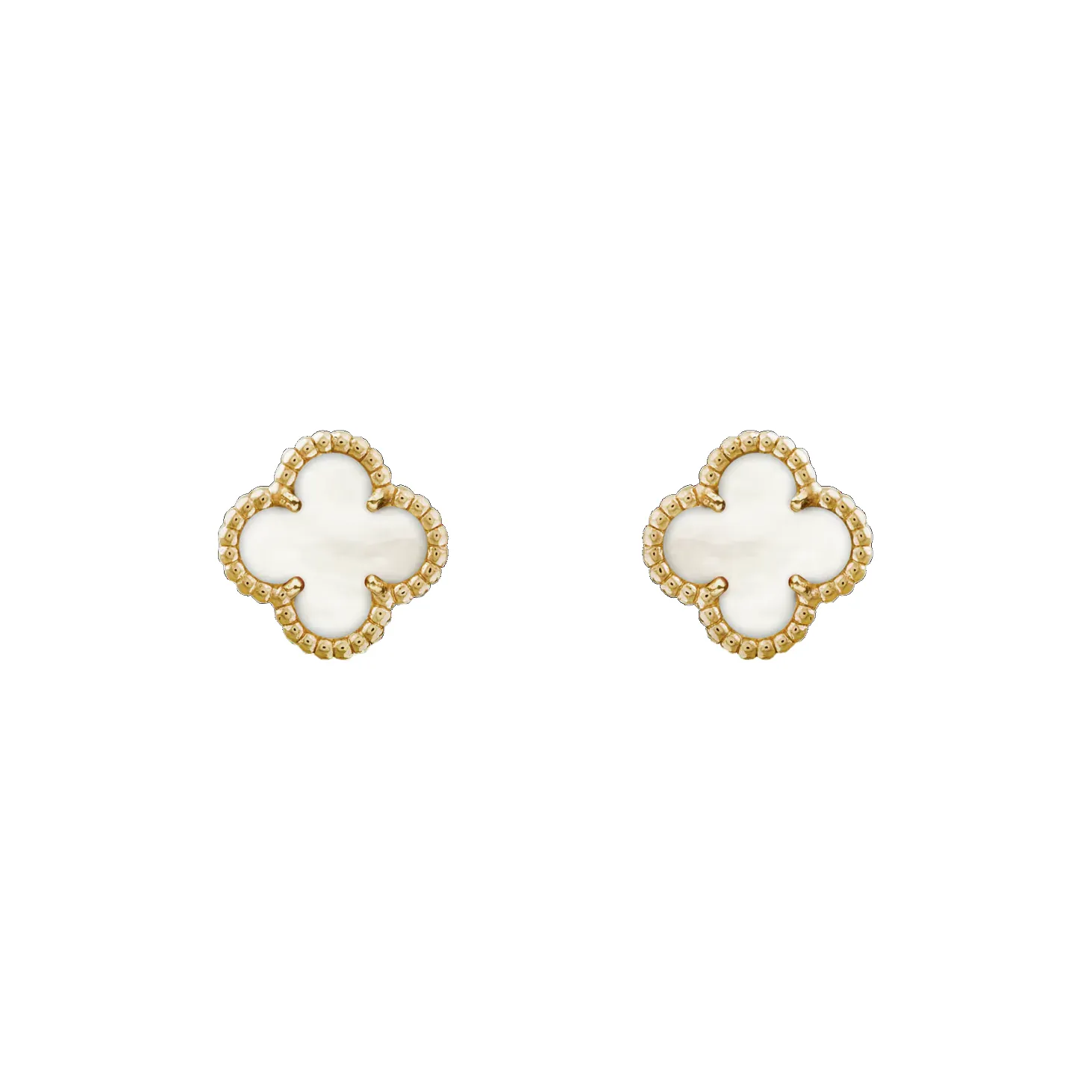 Van Cleef & Arpels Alhambra Four Leaf Lucky Series Mother Of Pearl Stud Earrings Women's
